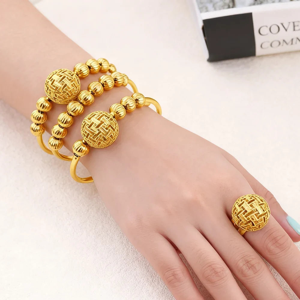 New Gold Plated 2026 Stainless Steel Chain Bracelet and Ring ethiopian hawaiian jewelry bangles for women free shipping Gift Vera Lux