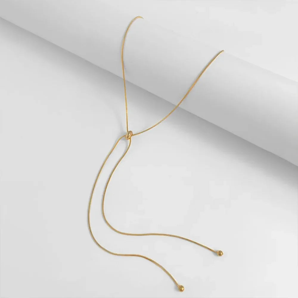 Personalized Snake Chain Adjustable Y Necklace for Woman Clavicle Pendant Stainless Steel Necklace Women's Holiday Gift Jewelry Vera Lux