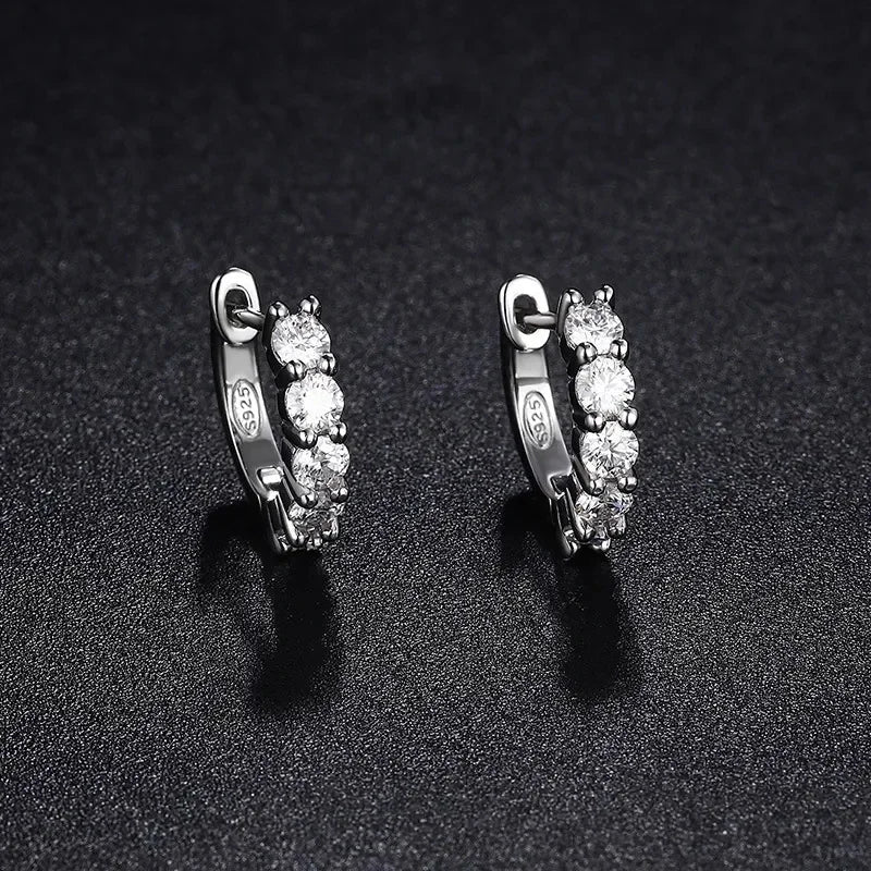 NeeTim 3mm D Color Moissanite Earrings 925 Sterling Silver Plated White Gold Hoop Earring for Women Wedding Party Fine Jewelry Vera Lux