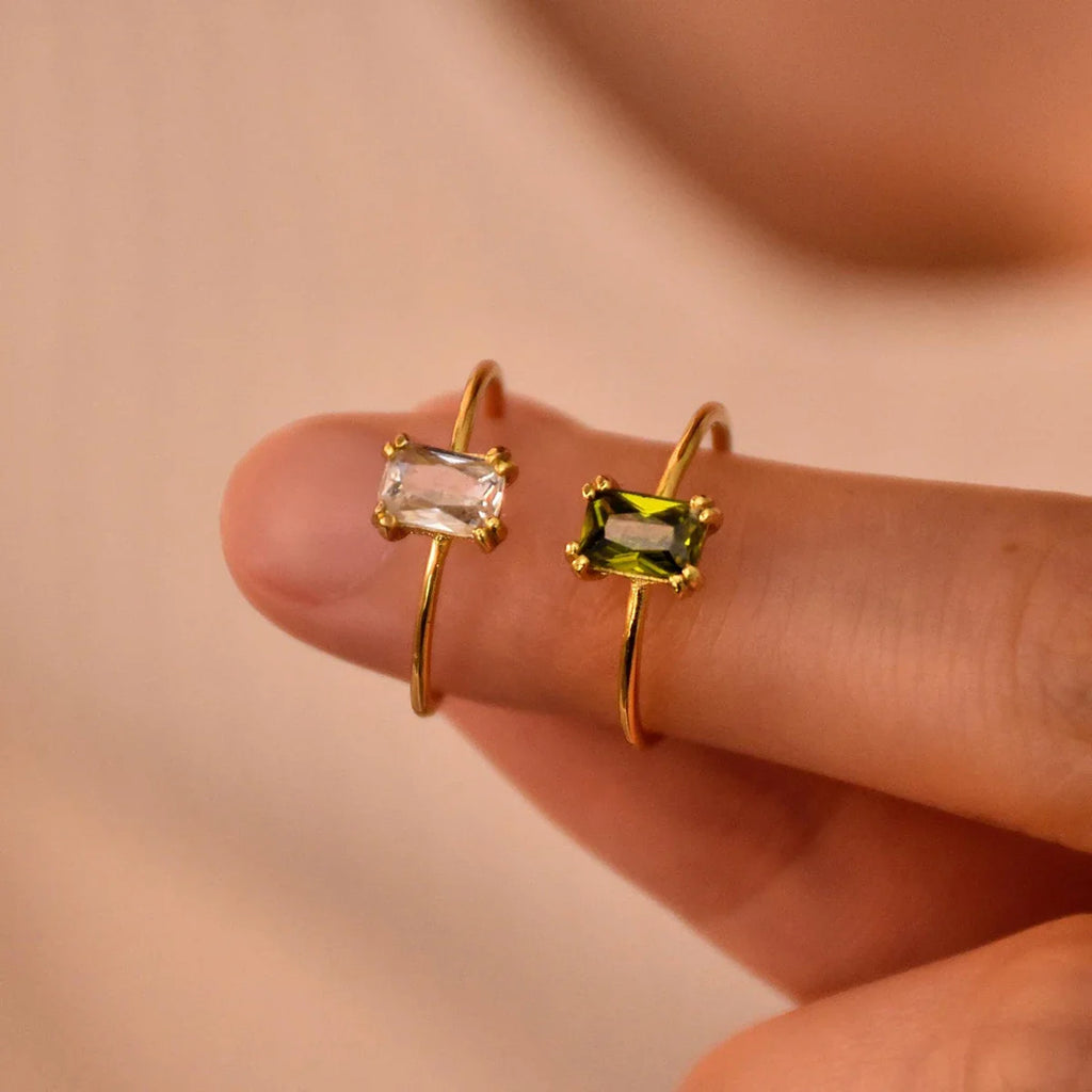 Stainless Steel Birthstone Rings For Women Gold Color Zircon Birthstone Opening Ring Minimalist Christmas Birthday Jewelry Gift Vera Lux