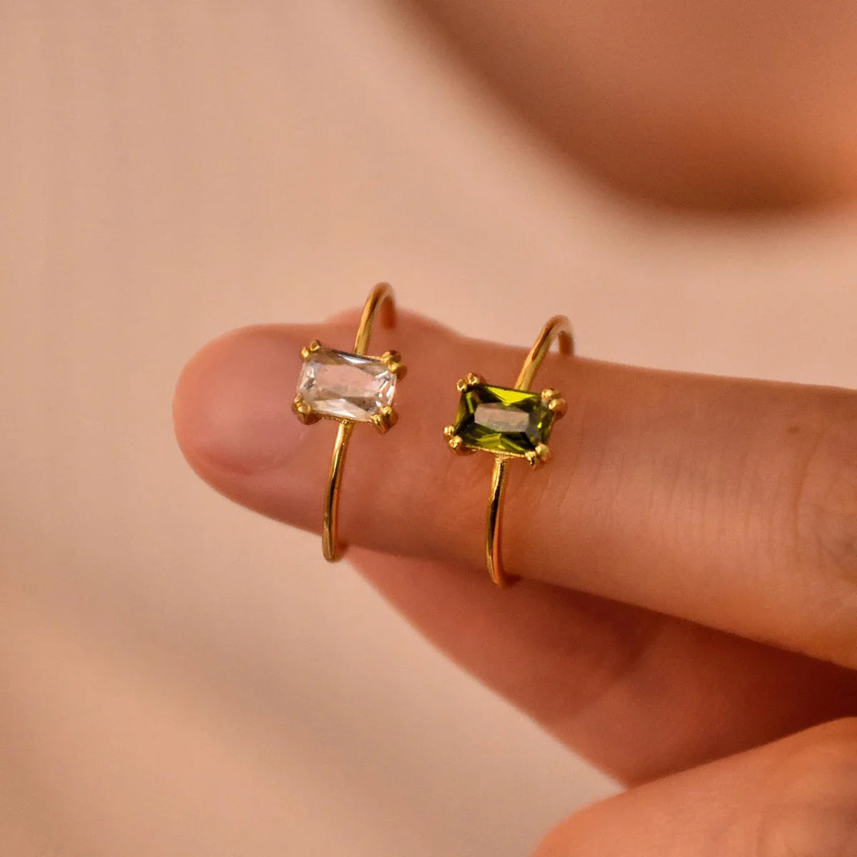 Stainless Steel Birthstone Rings For Women Gold Color Zircon Birthstone Opening Ring Minimalist Christmas Birthday Jewelry Gift Vera Lux