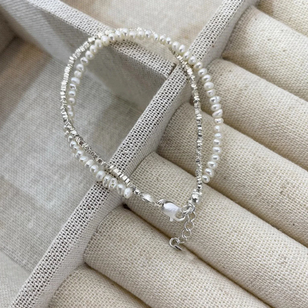 925 Silver Double Layer Pearl Bracelet for Women Girl Design Bead  Jewelry Vera Lux