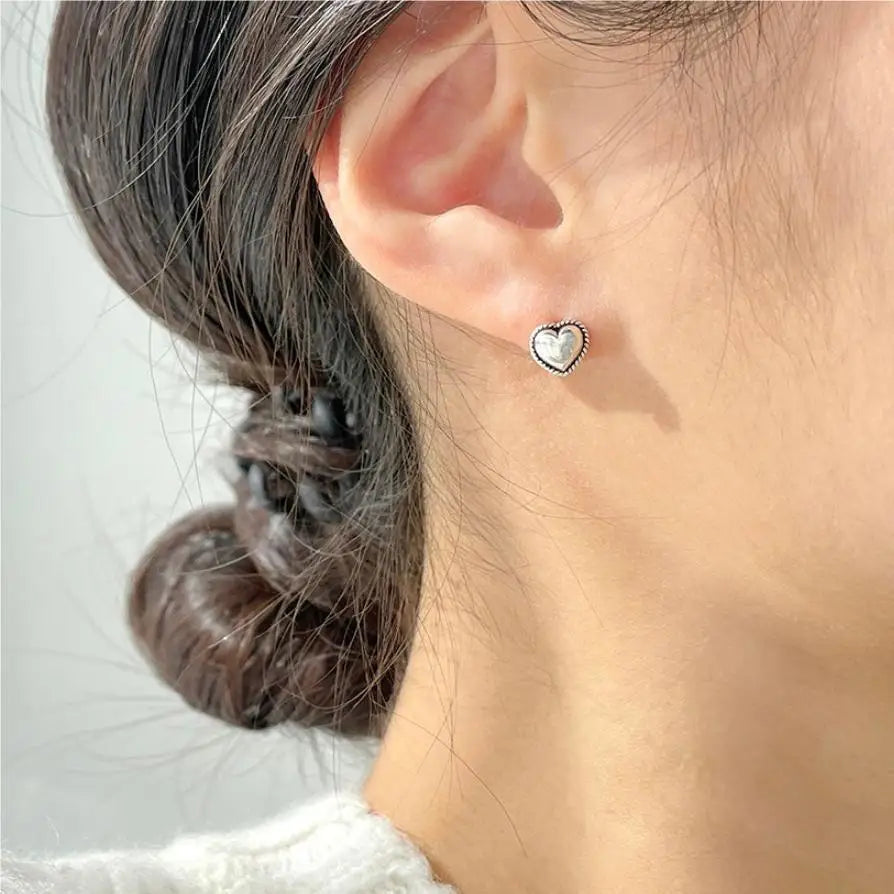 925 Sterling Silver Heart Small Stud Earrings For Women Wedding Luxury Jewelry Accessories Wholesale 2024 Trend Jewellery Vera Lux