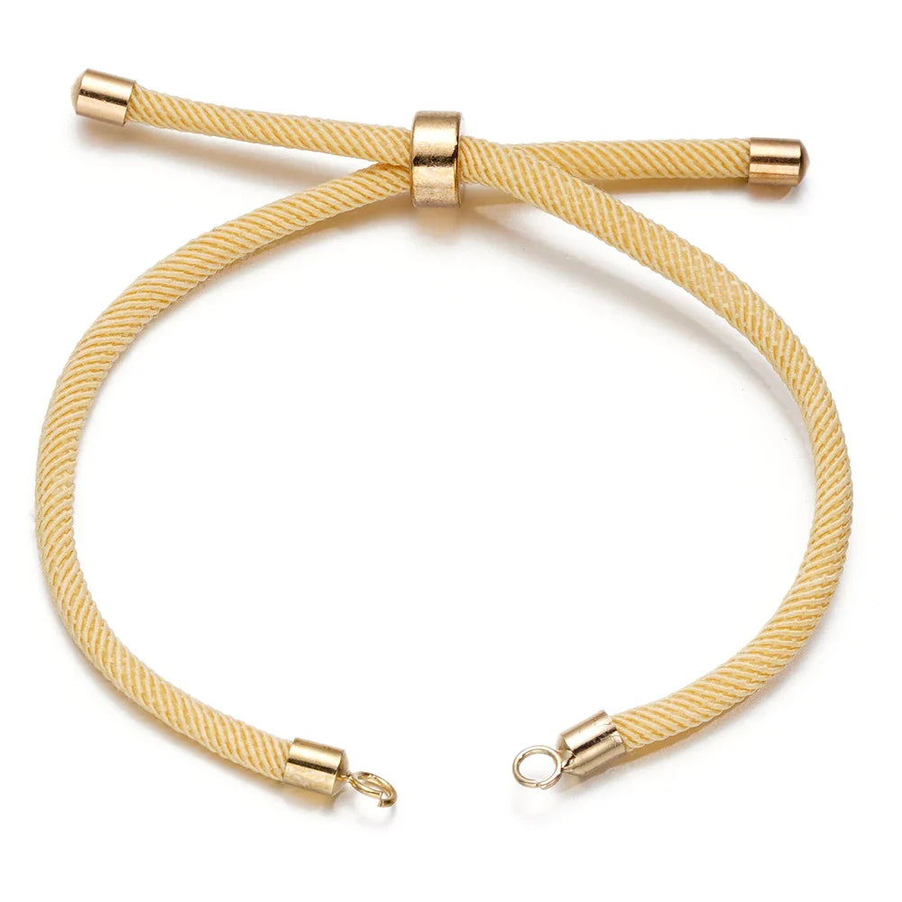 1pc Adjustable Nylon Braided Twisted Cords Slider Friendship Bracelets with Brass Cord End for Jewelry Making DIY Findings Vera Lux