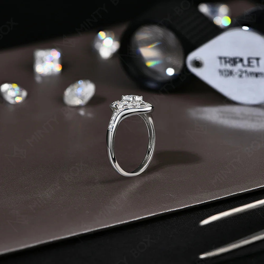 MINTYBOX 925 Sterling Silver Full Moissanite Engagement Ring For Women Oval Cut 0.5ct Diamond Rings Luxury Wedding Fine Jewelry Vera Lux
