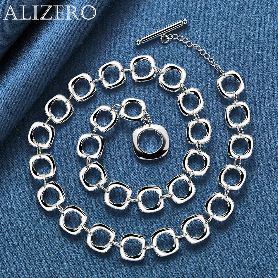 ALIZERO 925 Sterling Silver Necklace 20 inch Squares Chain Necklaces For Women Men Fashion Wedding Party Jewelry Gifts Vera Lux