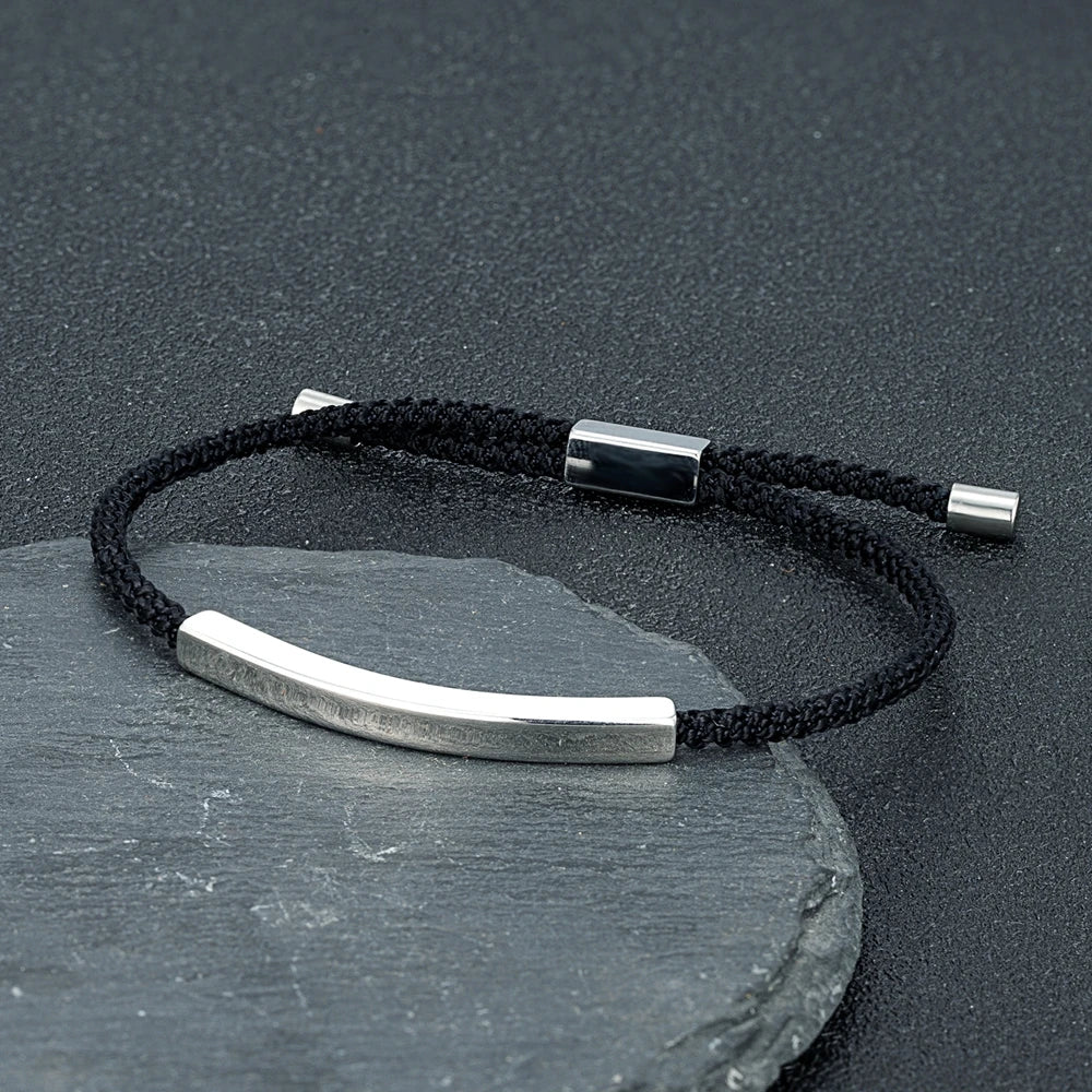 Men Women Punk SOS Custom logo Name Engrave Text Adjustable Thin Rope Bracelet customize Stainless Steel ID Bracelet Vera Lux