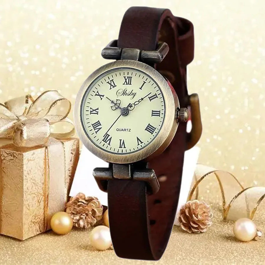 Shsby New Fashion Hot-Selling Female Antique bronze leather watch ROMA Vintage Watch Women Dress Watches Vera Lux