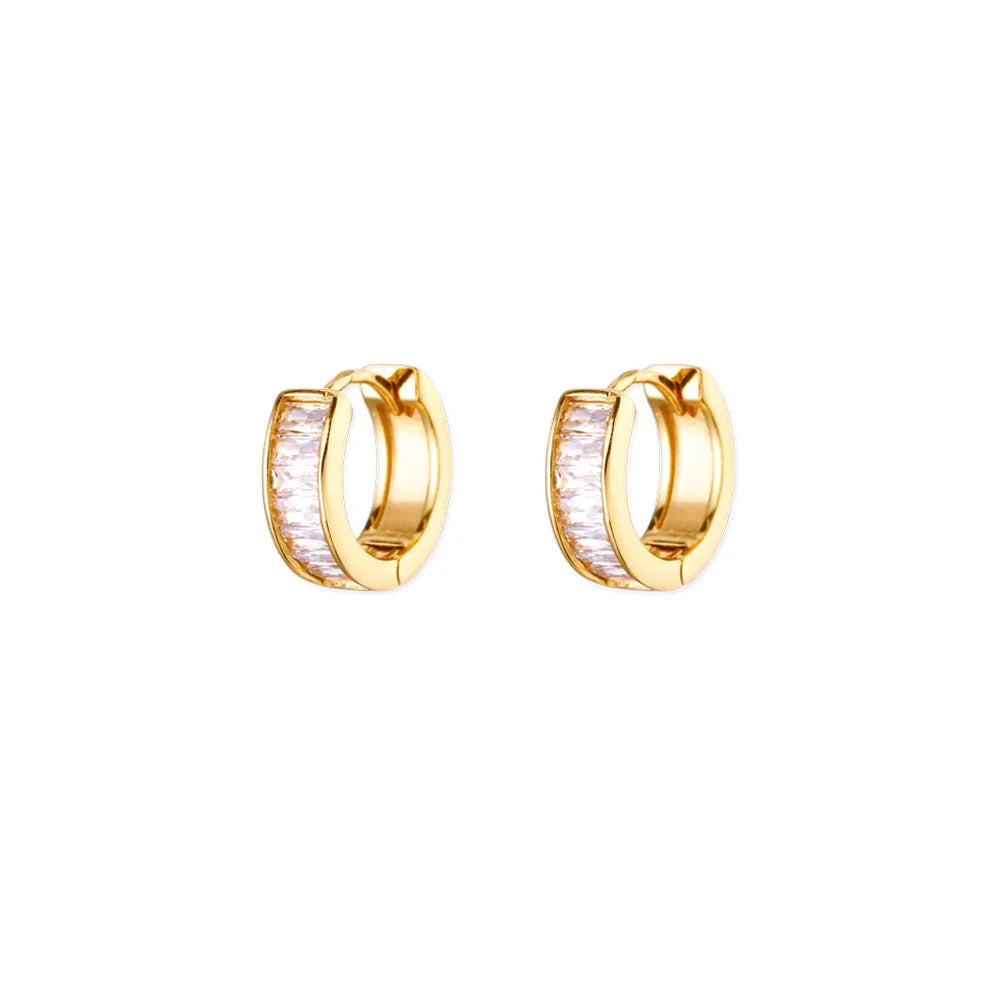 Cubic Zirconia Hoop Stud Earrings For Women Stainless Steel Gold Color Piercing Earring 2025 New Fashion Wedding Jewelry Gift Vera Lux