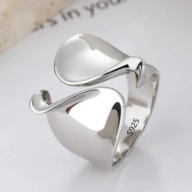 925 Sterling Silver Chain Knot Ring For Women Wrap Wide Band Rock Geometry Punk Jewelry Gift Wholesale Dropshipping Vera Lux