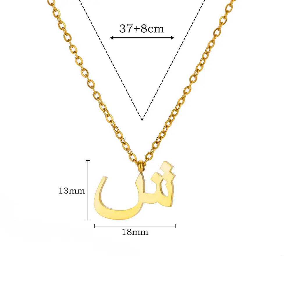 Arabic Letter Name Pendant Necklace For Women Stainless Steel Inital Chain Choker Collar Necklace 2024 Wedding Jewelry bijoux Vera Lux