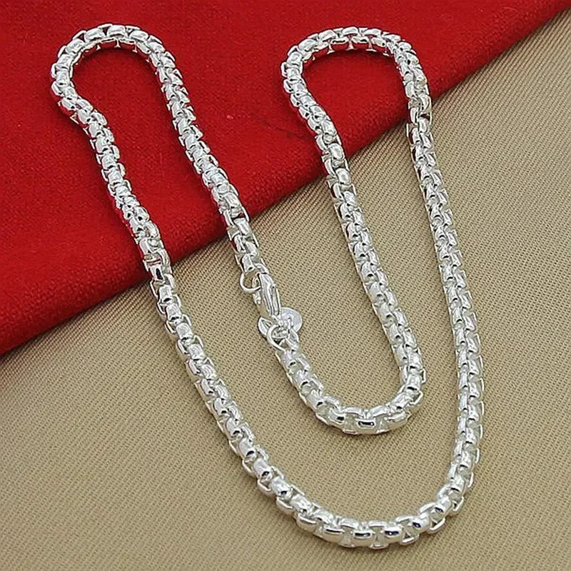 Wholesale 45-60cm 925 Sterling Silver 4mm Round Box Chain Necklace Bracelet set For Women Men Boy Wedding Engagement Charm Vera Lux