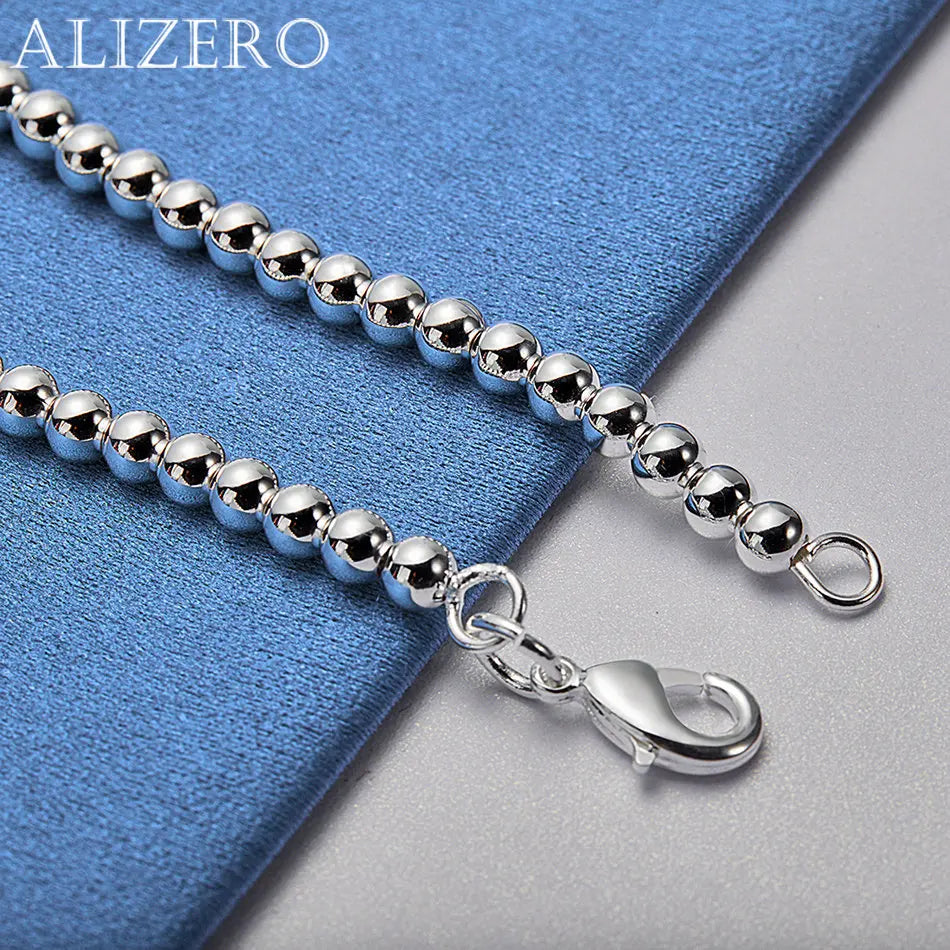 ALIZERO 925 Sterling Silver Bracelet 4mm Beads Bracelets For Women Jewelry For Fashion Party and Daily Wear 16-23CM Vera Lux