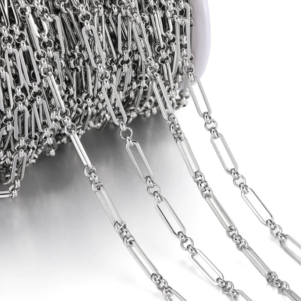 1Meter/Pack 304 Stainless Steel Knot Gold Steel Color Handmade Chains for DIY Necklace Bracelets Jewelry Making Accessories Vera Lux
