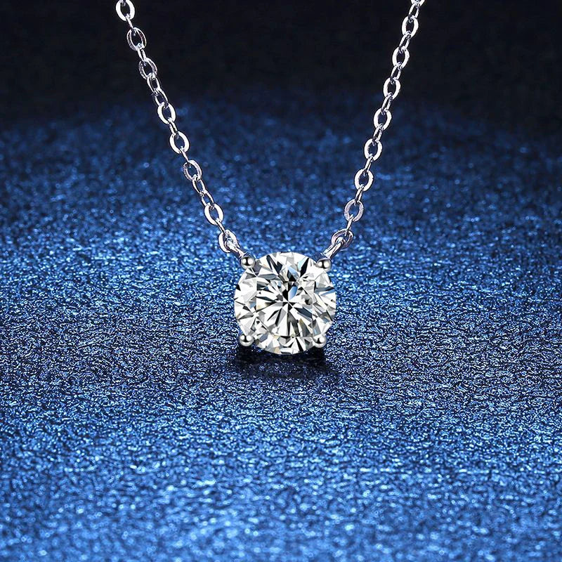 NeeTim 1ct 2ct 3ct 5ct D VVS1 Moissanite Necklace for Women Sterling Silver 925 with Yellow Rose Gold Plated Lab Diamond Pendant Vera Lux
