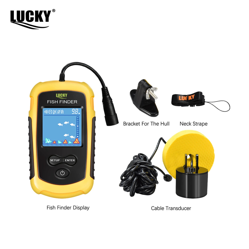 FFC1108-1 Alarm 100M Portable Sonar Fish Finders 45 degrees Sonar Coverage Echo Sounder Alarm Transducer Lake Sea Fishing Whatever the Treasure