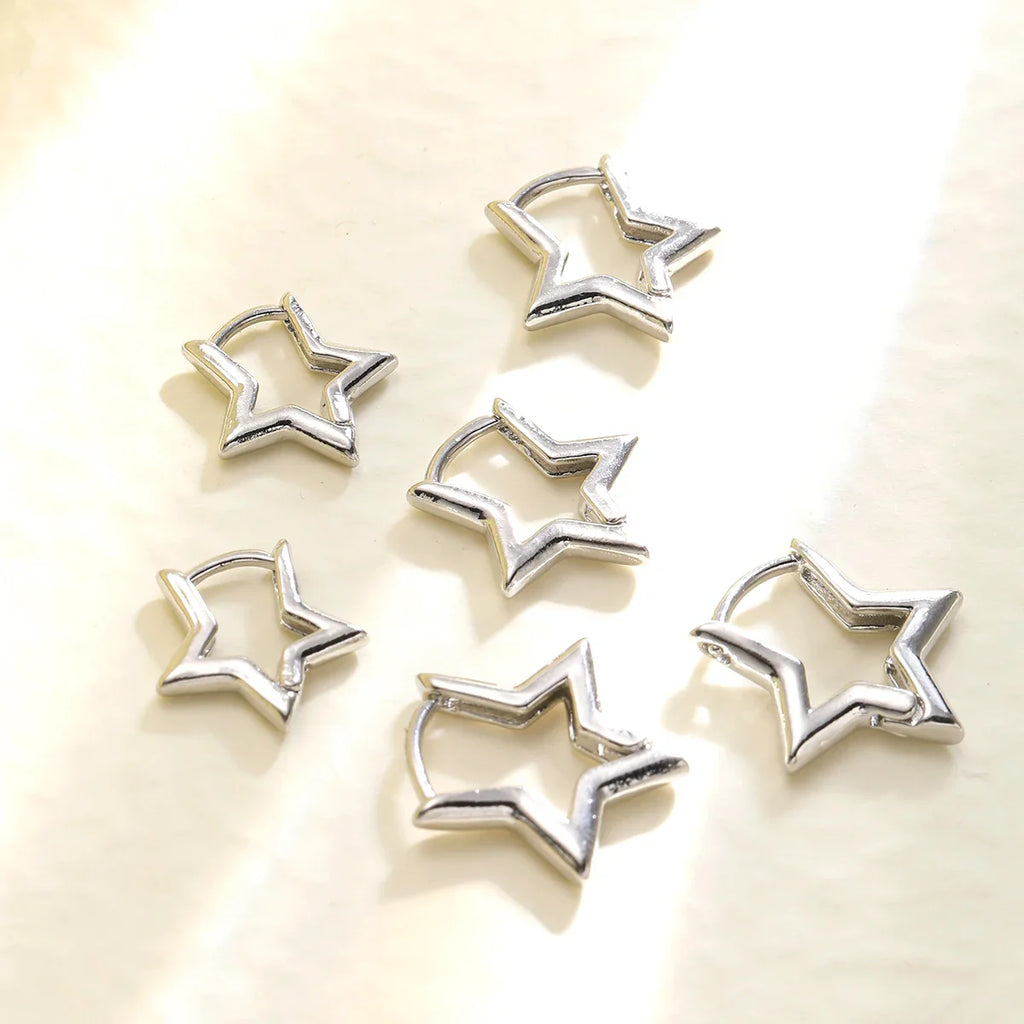 3 Pairs/set Punk Geometric Star Hoop Earrings for Women Simple Gold Color Copper Metal Circle Huggie Earrings New Unisex Jewelry Vera Lux
