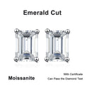 NeeTim 0.5CT 1CT 2CT Emerald Radiant Cut Moissanite Studs Earrings for Women Lab Diamond 925 Sterling Silver Earring Jewelry Vera Lux