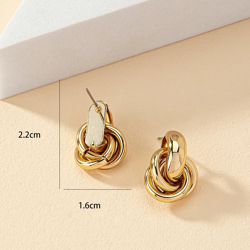 Obega Gold SIlver Color Knot Hoop Earring For Women Shiny Plating Trendy Earring Stud Cute Daily Wear Jewelry Vera Lux