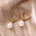 Stainless Steel Teardrop-Shaped Imitation Pearl Pendant Earrings Women's Everyday Commute Elegant Style Ear Jewelry Accessories Vera Lux