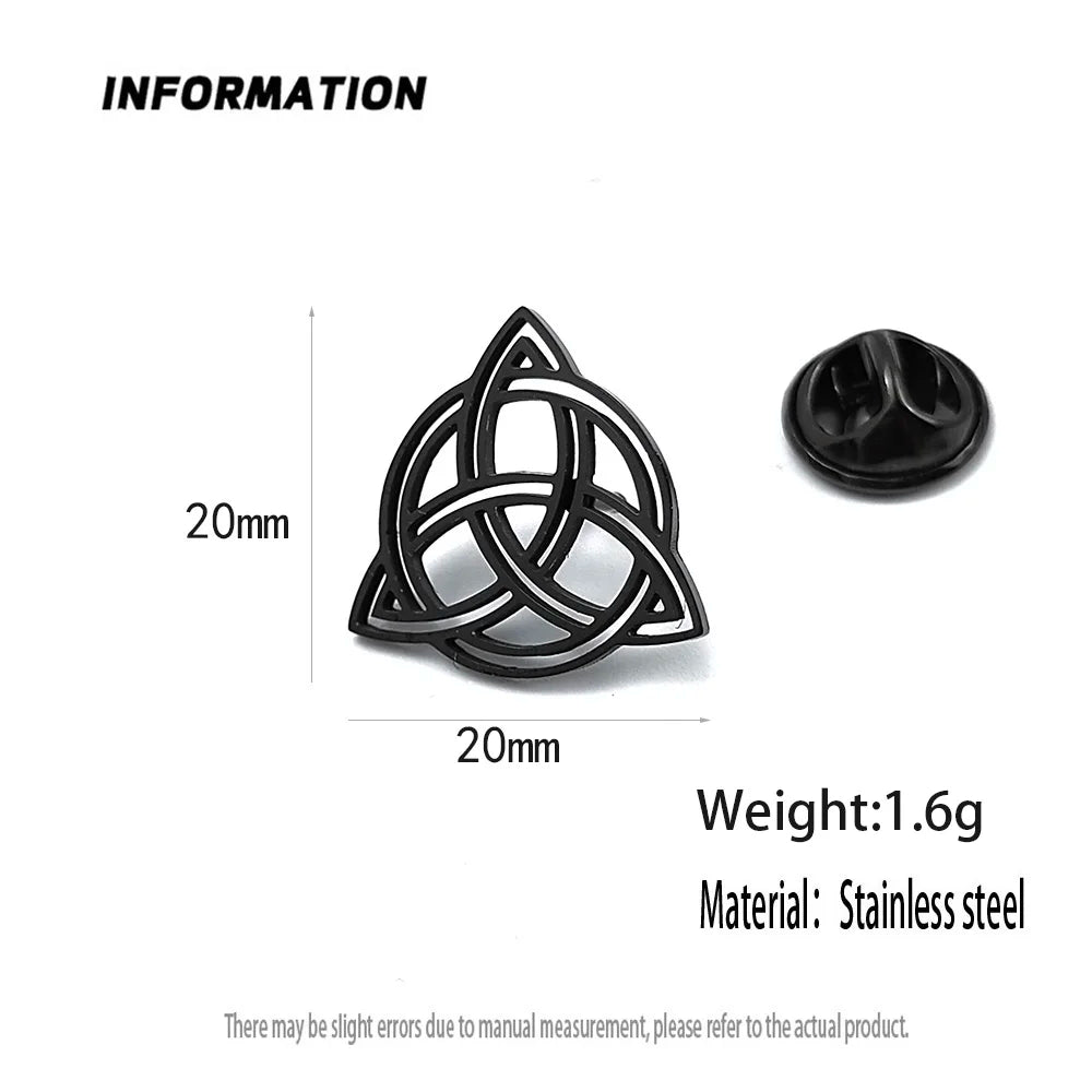 New round Celtic knot men's lapel pin, stainless steel gold-plated badge, black brooch for suit accessories, gift for father Vera Lux