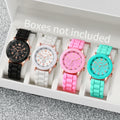 4PCS Fashion Women's Watches Casual Silicone Band Analog Quartz Watch Set（Without Box） Vera Lux