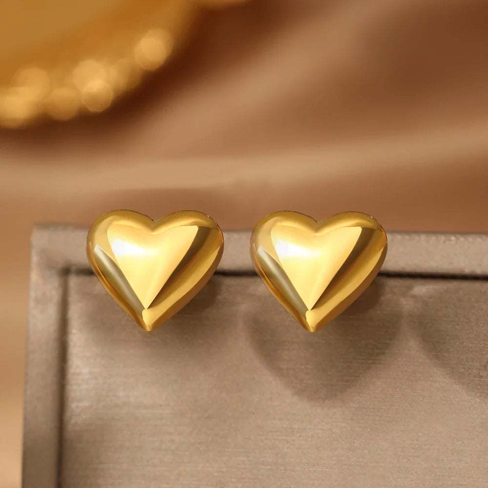 Stainless Steel Earrings Cubic Peach Heart Stud High-end Sense Ornate Earring For Women Jewelry Banquet  Anniversary Gifts New Vera Lux