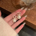 Plated Silver Needle Zircon Letter Pearl Earrings French Luxury Sensation High-End Jewelry Women's Earring Accessor Vera Lux