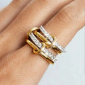 A Niche Two-Color Four-Ring Copper Jewelry Ring, Hypoallergenic, Ins Style, Stacking Artifact, Suitable For Young Wome Jewelry Vera Lux