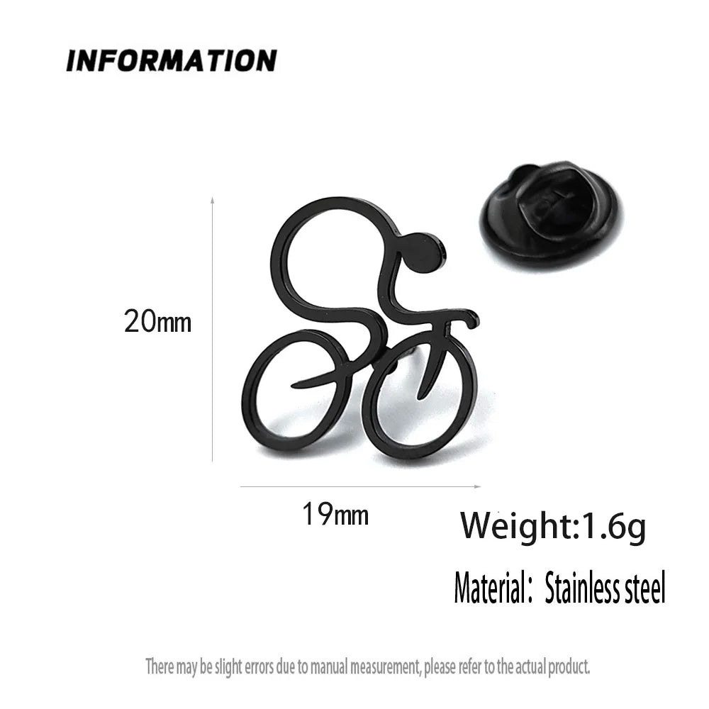 Fun bicycle men's lapel pin, 316L stainless steel gold-plated badge, black brooch for suit accessories, gift for father Vera Lux