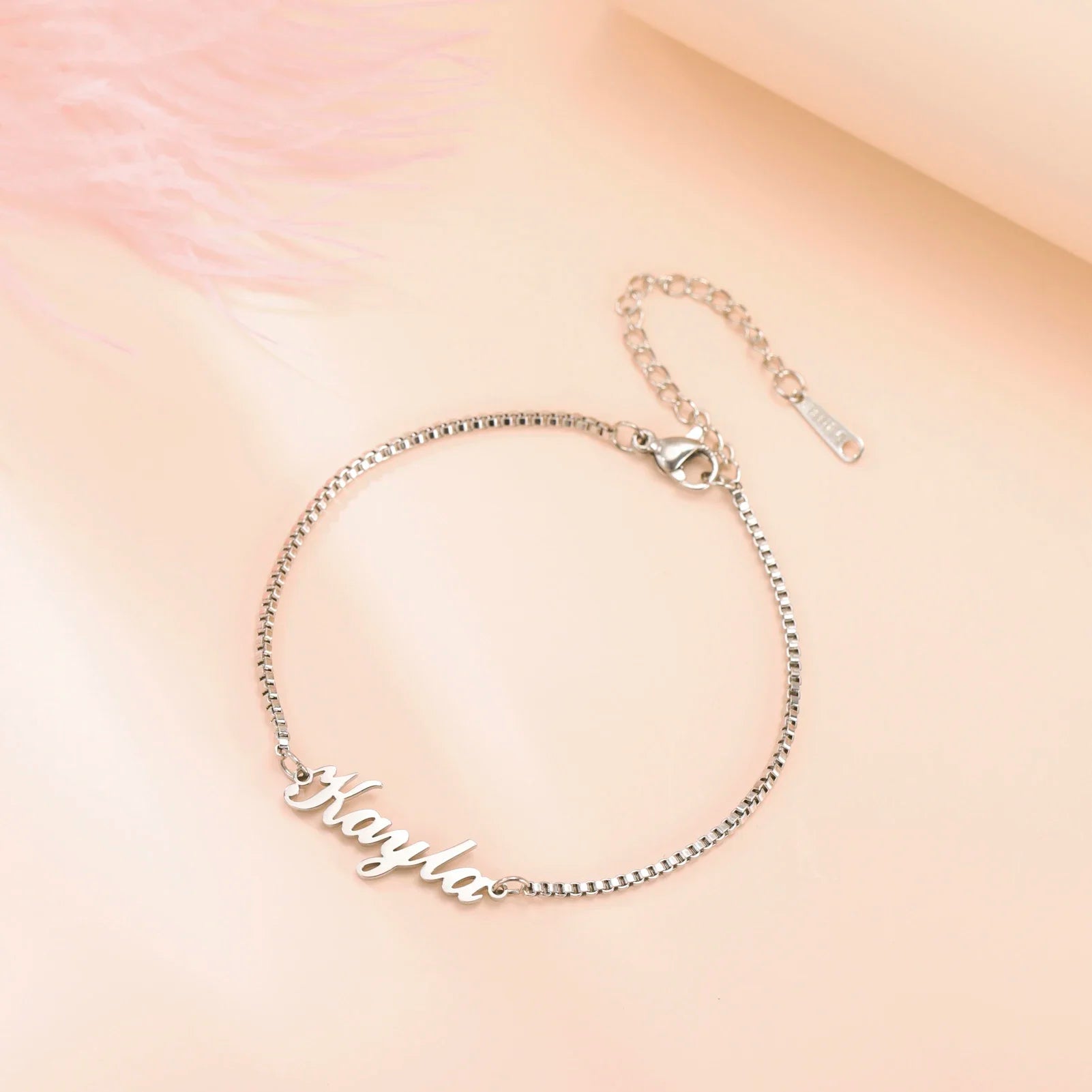 Women Girls Personalized Name Bracelet Stainless Steel Box Chain Letter Customized Charm Bracelets Unique Custom Jewelry Gift Vera Lux