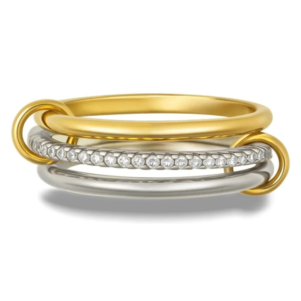 A Niche Two-Color Four-Ring Copper Jewelry Ring, Hypoallergenic, Ins Style, Stacking Artifact, Suitable For Young Women Vera Lux