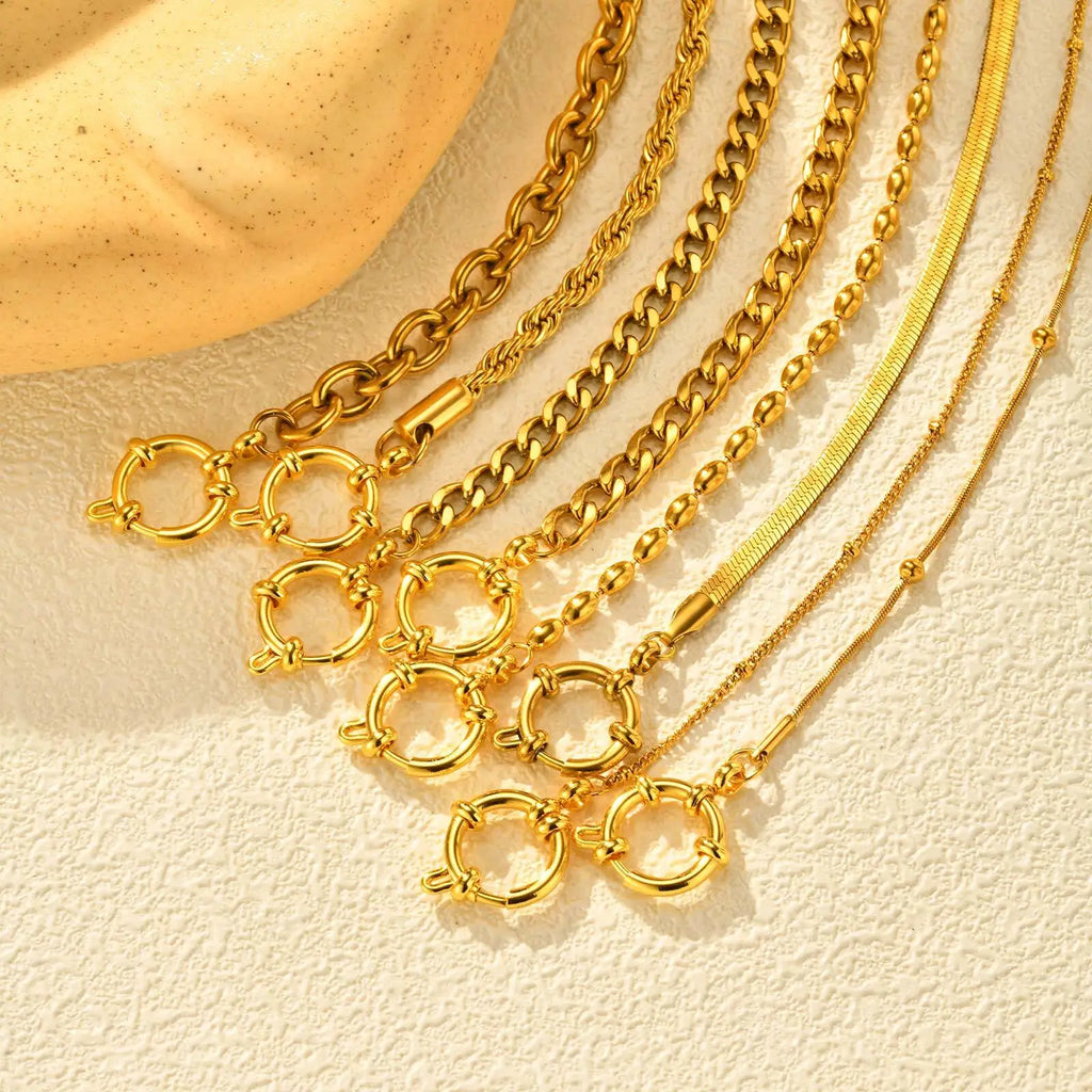 Paperclip Chain Choker Necklace, Women's Stainless Steel Spring Buckle Penddant Necklace, Waterproof 18k Gold Plated Jewelry Vera Lux