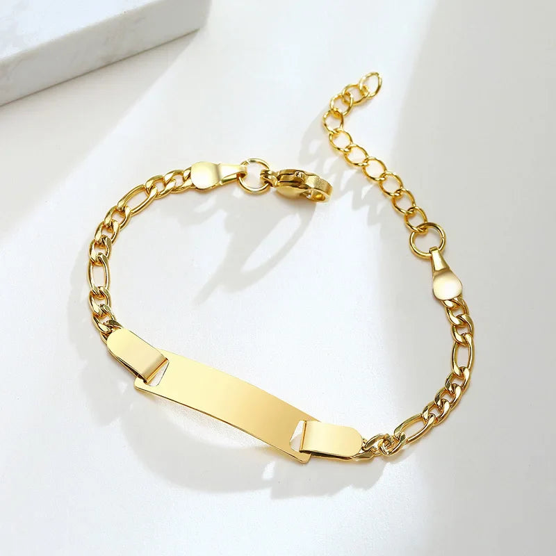 Baby Kids Bracelet, Stainless Steel Chain Bracelet Adjustable Link without Name,Girl Boy Children Birthday Gift Vera Lux