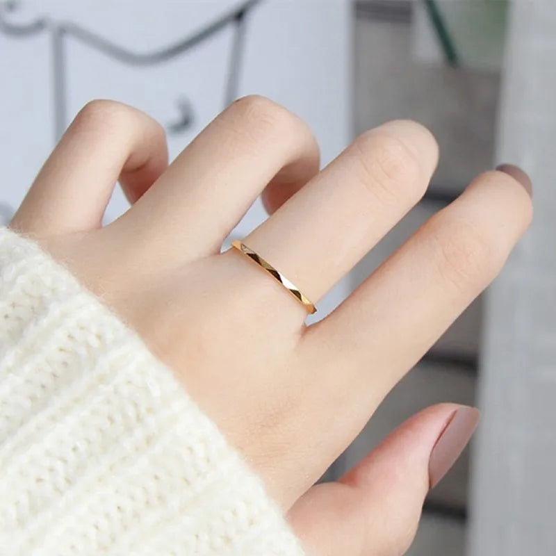 1mm Thin Stackable Ring Stainless Steel V Faceted Knuckle Midi Ring for Women Girl Size 3-10 Vera Lux