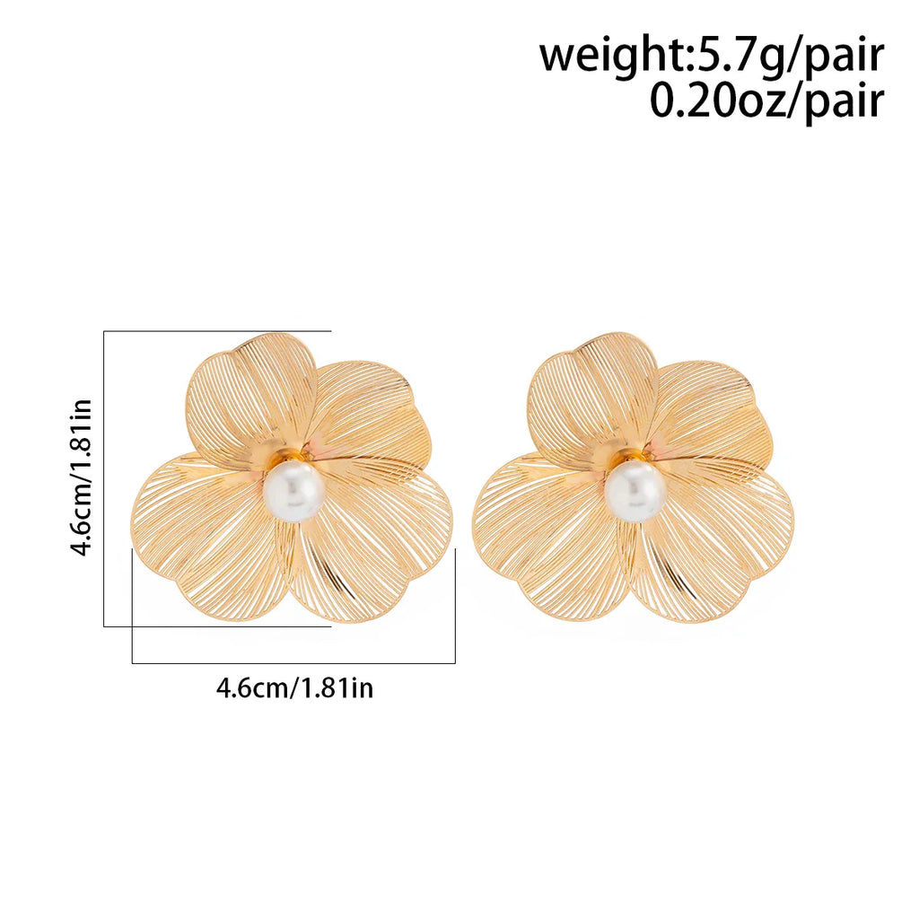 Ingemark Punk Vintage Metal Petal Flower Stud Earrings Women Girls Trend 2024 Goth Geometric Piercing Earring Jewelry Steampunk Vera Lux