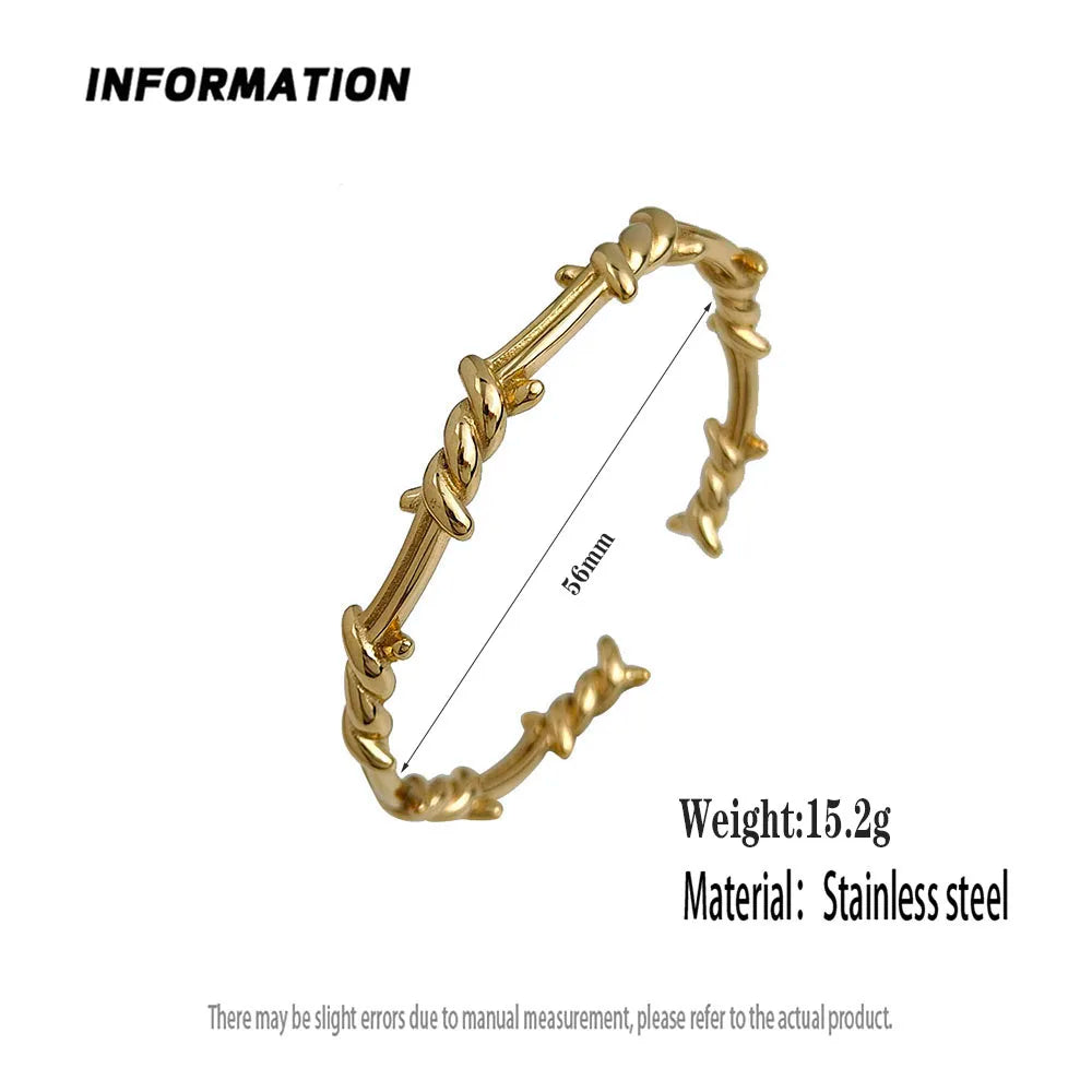 New style wire wrapped thorn stainless steel gold plated 18K bracelet, high quality waterproof silver jewelry, couple gift Vera Lux