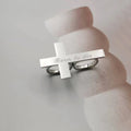 Custom Cross Ring Two Finger Ring Engraving Name Silver Stainless Steel Ring Men Knuckle Jewelry Personalized Gift for Boyfriend Vera Lux