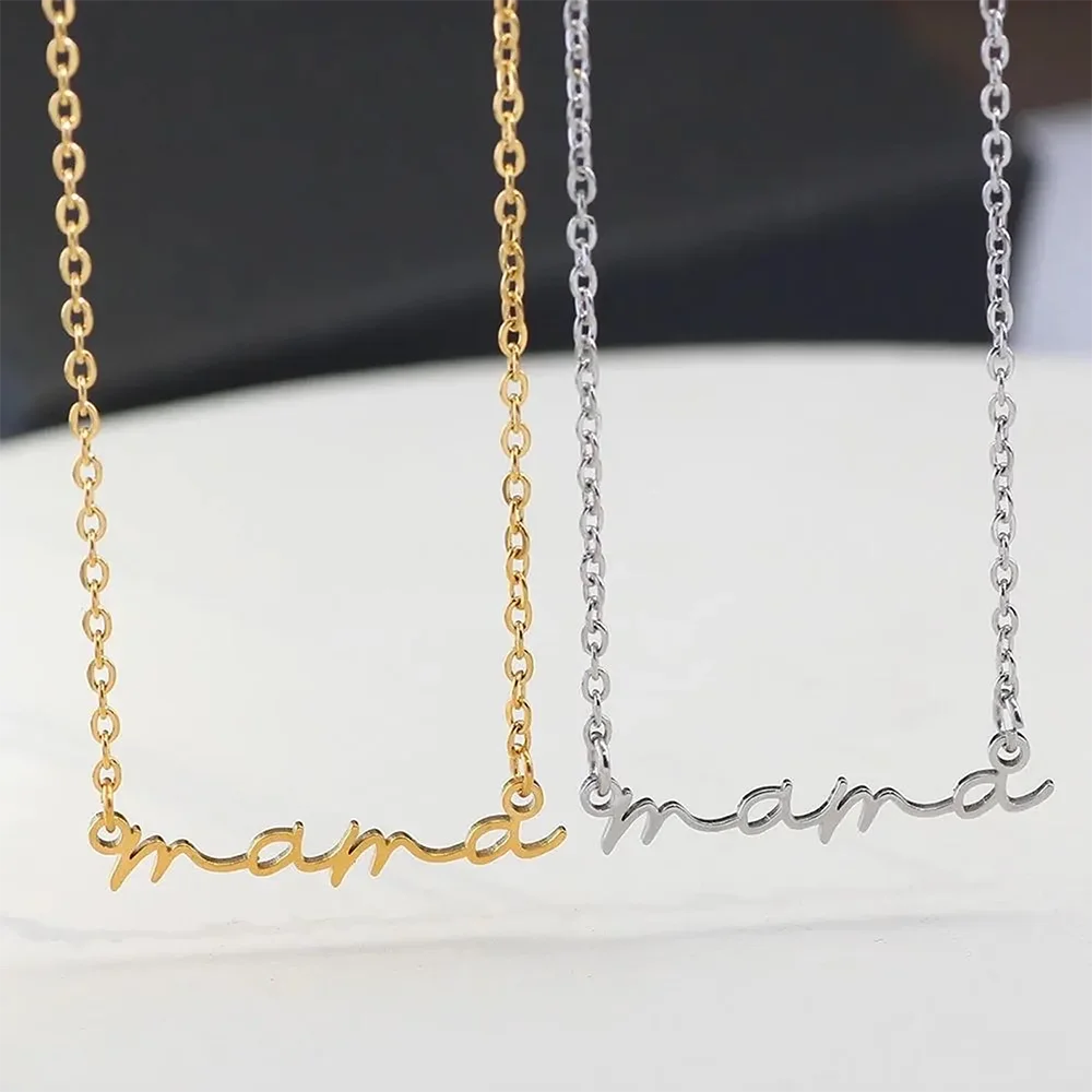 Dainty Mama Necklace Gold Color Stainless Steel Waterproof Choker Mama Letters Nameplate Necklaces Jewelry Gift For Mom And Wife Vera Lux