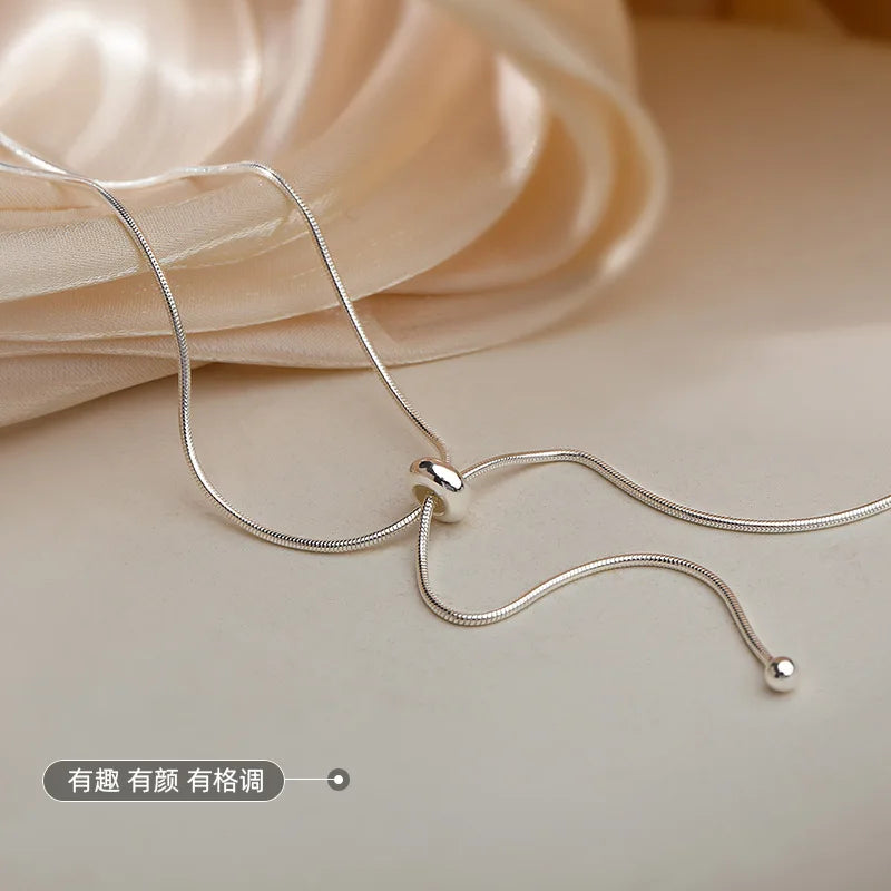 925 Sterling Silver Neck Snake Chain Necklaces Women Luxury Jewelry Exquisite Elegant Aesthetic Charms Accessories Argent 925 Vera Lux