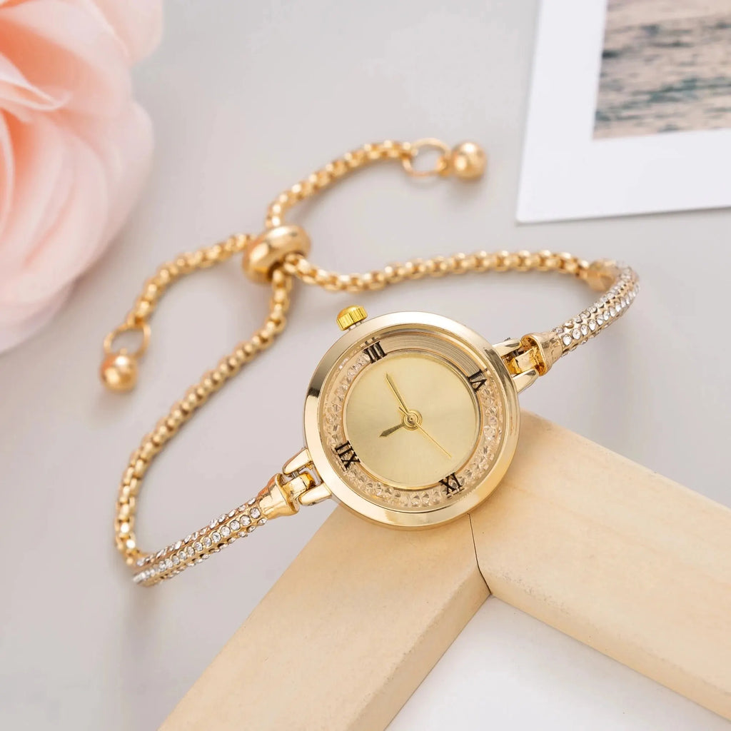 2024 Fashion Women's Wristwatch Gold Bracelet Small Dial Elegant Watch New Cute Women Steel Bracelet Watch Quartz Wristwatch Vera Lux