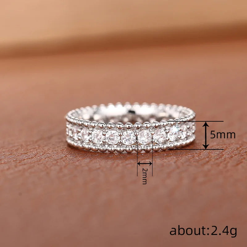 925 Sterling Silver Trendy Simple Rings for Lady Shiny Cubic Zirconia Exquisite Finger Accessories Charms Party Fine Jewelry Vera Lux
