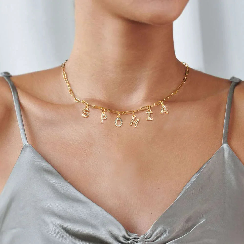 Personalized Initial Name Necklace Stainless Steel Women Alpahbet Letter Pendant ,Initial Collar Statement Charms Gift Vera Lux