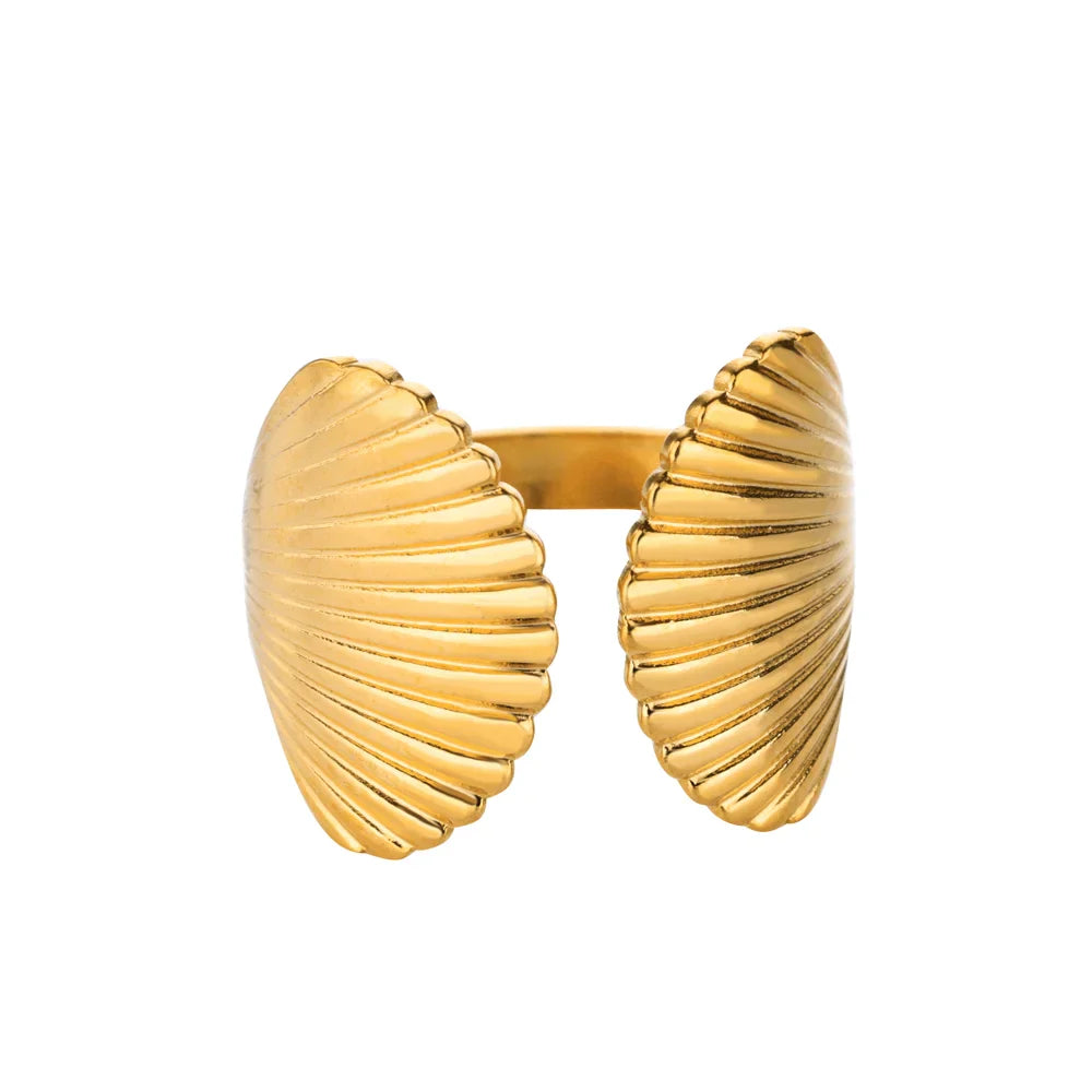 316L Stainless Steel Starfish Shell Rings for Women Gold Color Open Finger Ring Femme Trendy Summer Vacation Ocean Jewelry Gift Vera Lux