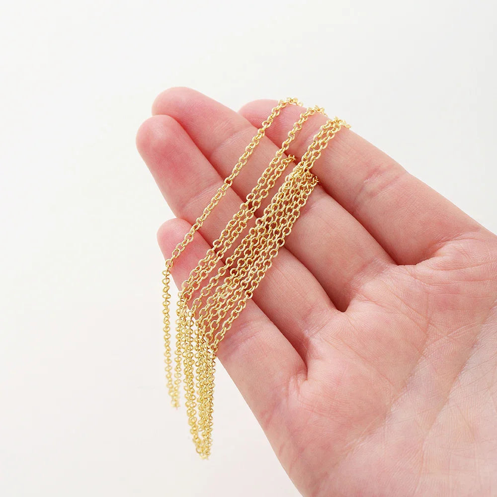 1Meter/lot 14K 18K Gold Plated Brass Metal Round Link Cable Chains DIY Jewelry Making Chain For Needlework Jewelry Accessories Vera Lux