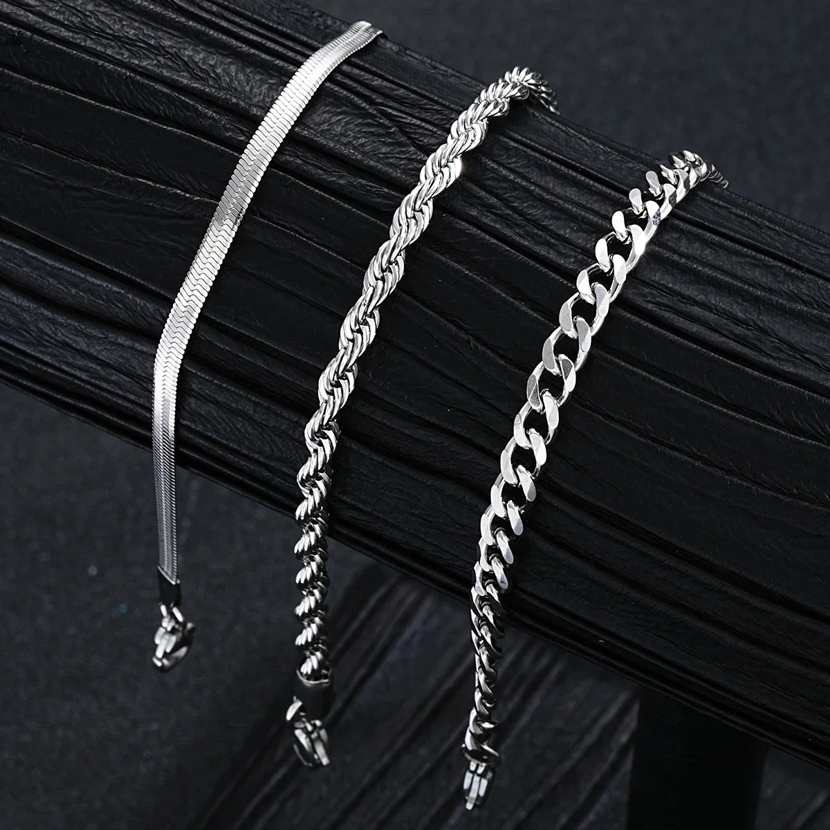 2024 New Simple Stainless Steel Silver Color Jewelry Sets for Men Unisex Punk Vintage Smooth Ring Necklace Bracelet Set Gifts Vera Lux