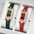2PCS/Set Women's Watches Fashion Rectangle Leather Band Quartz Watch（Without Box） Vera Lux