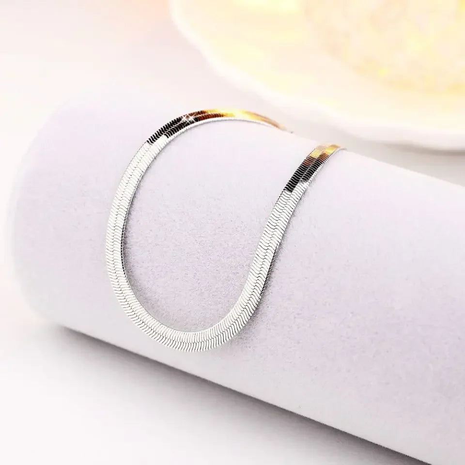 new arrive 925 Sterling Silver 4MM Chain Bracelet for Women Men Blade Fashion Wedding Fine Jewelry Christmas Gift 8inches Vera Lux
