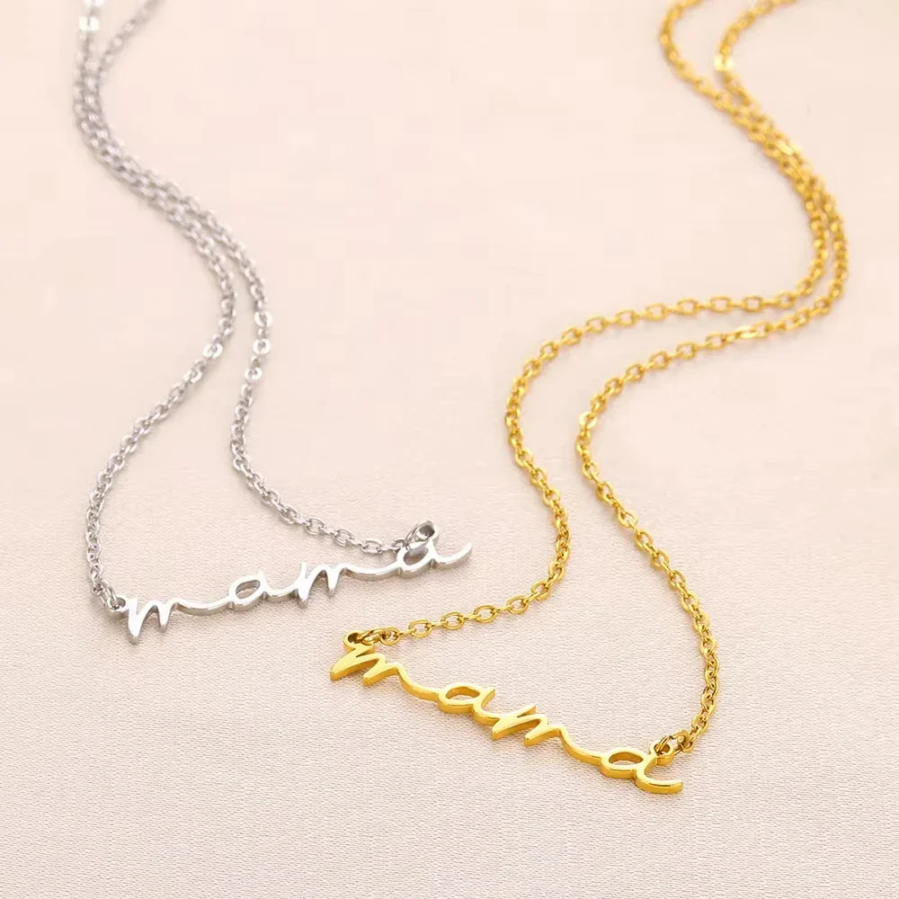 MAMA Pendent Necklaces for Women Gold Color Link Chain Stainless Steel Necklace 2025 Trend Female Choker Jewelry Gift Vera Lux