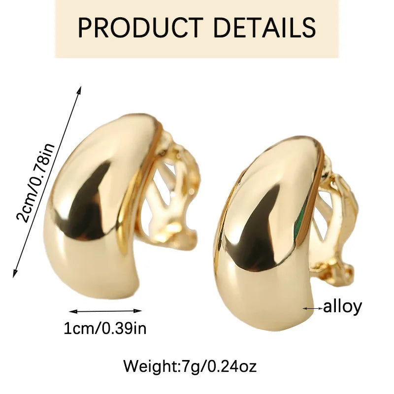 New French Light Luxury Droplet Shaped Ear Clip with No Ear Holes, High Grade, Simple and Smooth Female Earrings Accessories Vera Lux